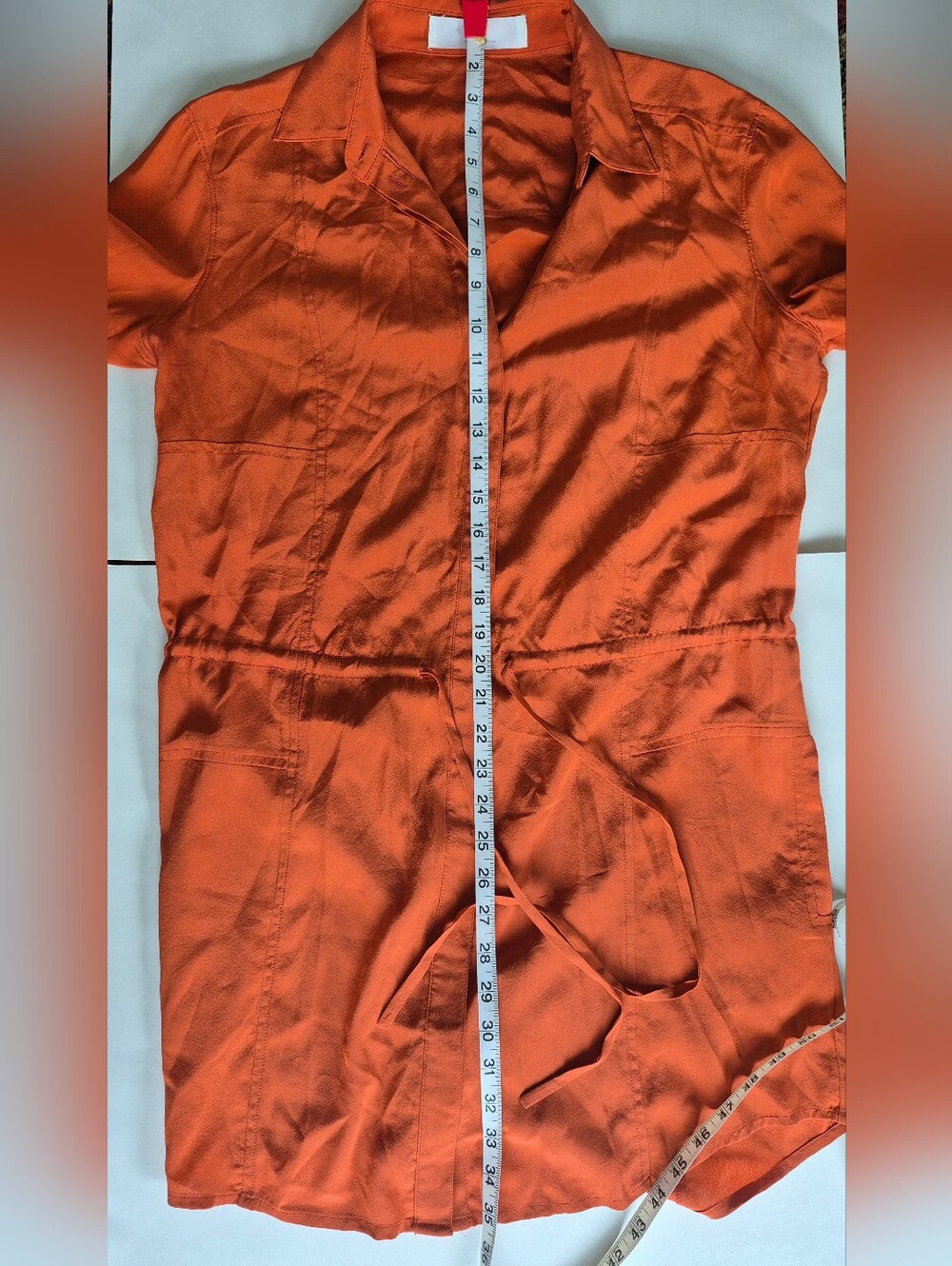 Thakoon Shirt Dress Orange Silk Long Sleeve Mini Size 4 - Picture 11 of 13